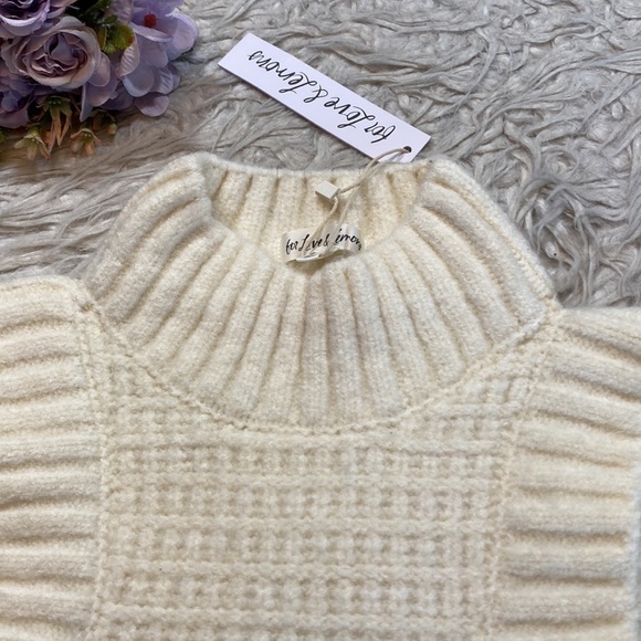 NWT For Love & Lemons Dominque Crop Tank Sweater in Ivory sz XL - Picture 5 of 10